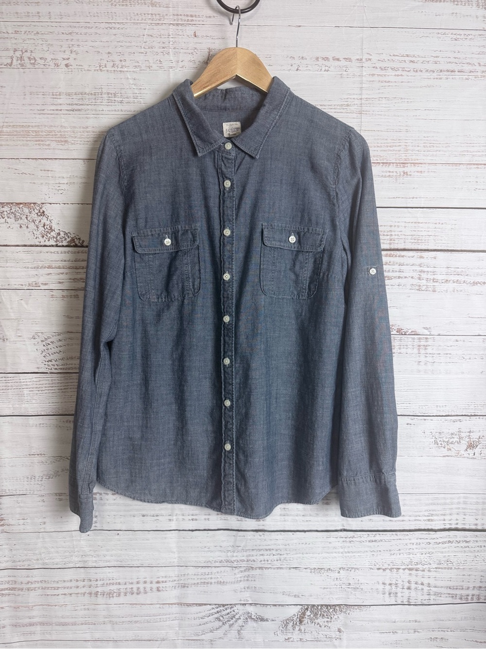 J. Crew Blue Chambray Button-Down Shirt - Picture 10 of 10